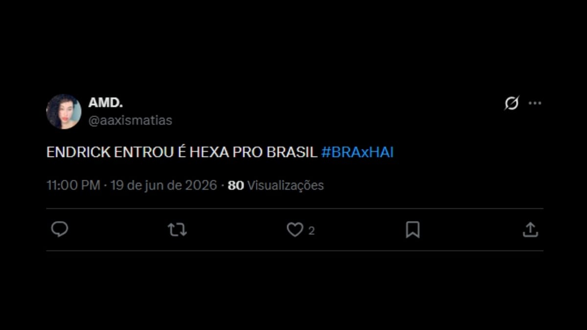 Comentário de usuário de rede social sobre o jogo entre Brasil e Haiti