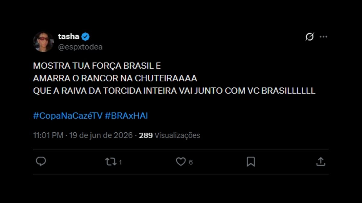 Comentário de usuário de rede social sobre o jogo entre Brasil e Haiti