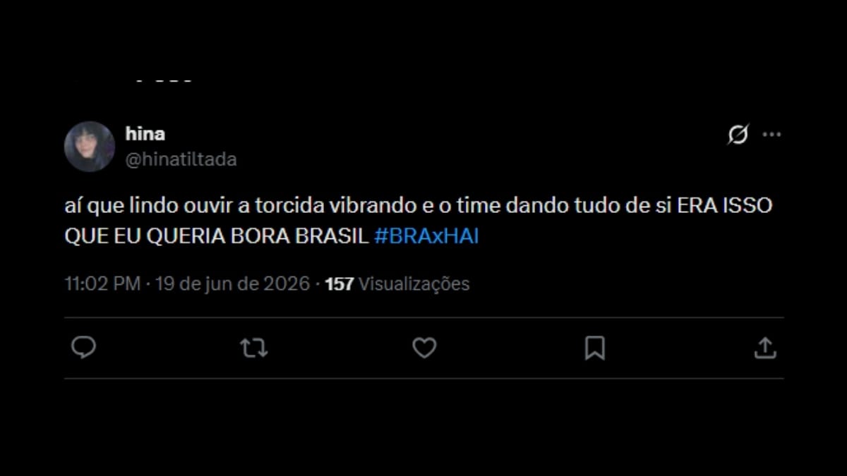 Comentário de usuário de rede social sobre o jogo entre Brasil e Haiti