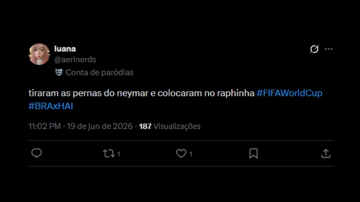 Comentário de usuário de rede social sobre o jogo entre Brasil e Haiti