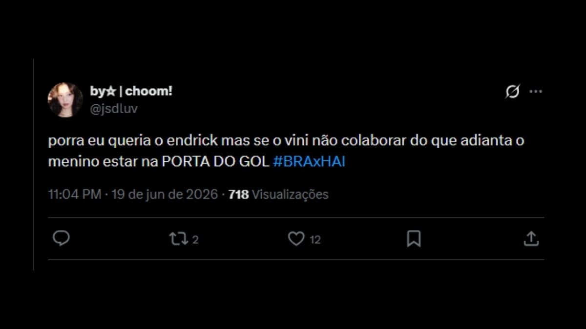 Comentário de usuário de rede social sobre o jogo entre Brasil e Haiti