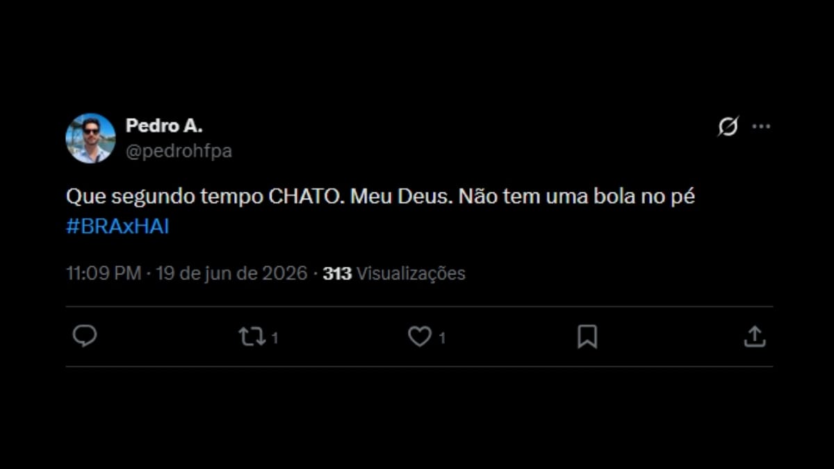 Comentário de usuário de rede social sobre o jogo entre Brasil e Haiti