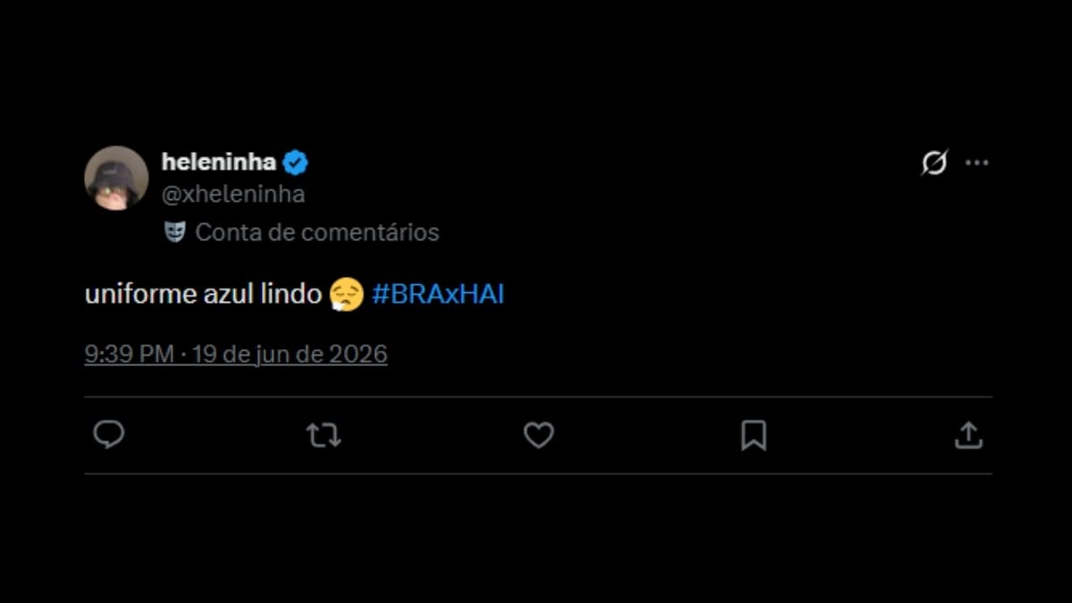Comentário de usuário de rede social sobre o jogo entre Brasil e Haiti