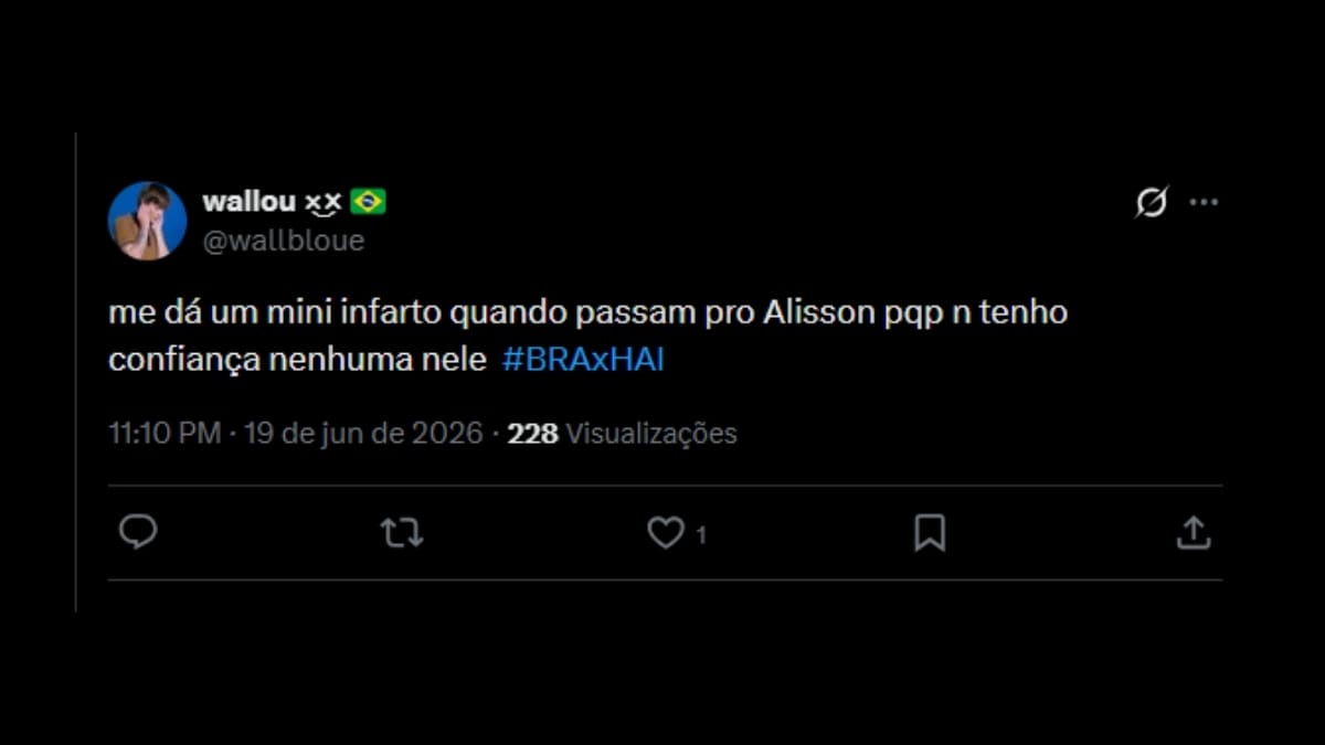 Comentário de usuário de rede social sobre o jogo entre Brasil e Haiti
