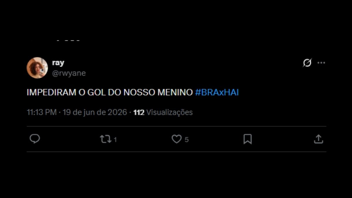 Comentário de usuário de rede social sobre o jogo entre Brasil e Haiti