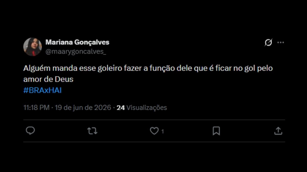 Comentário de usuário de rede social sobre o jogo entre Brasil e Haiti