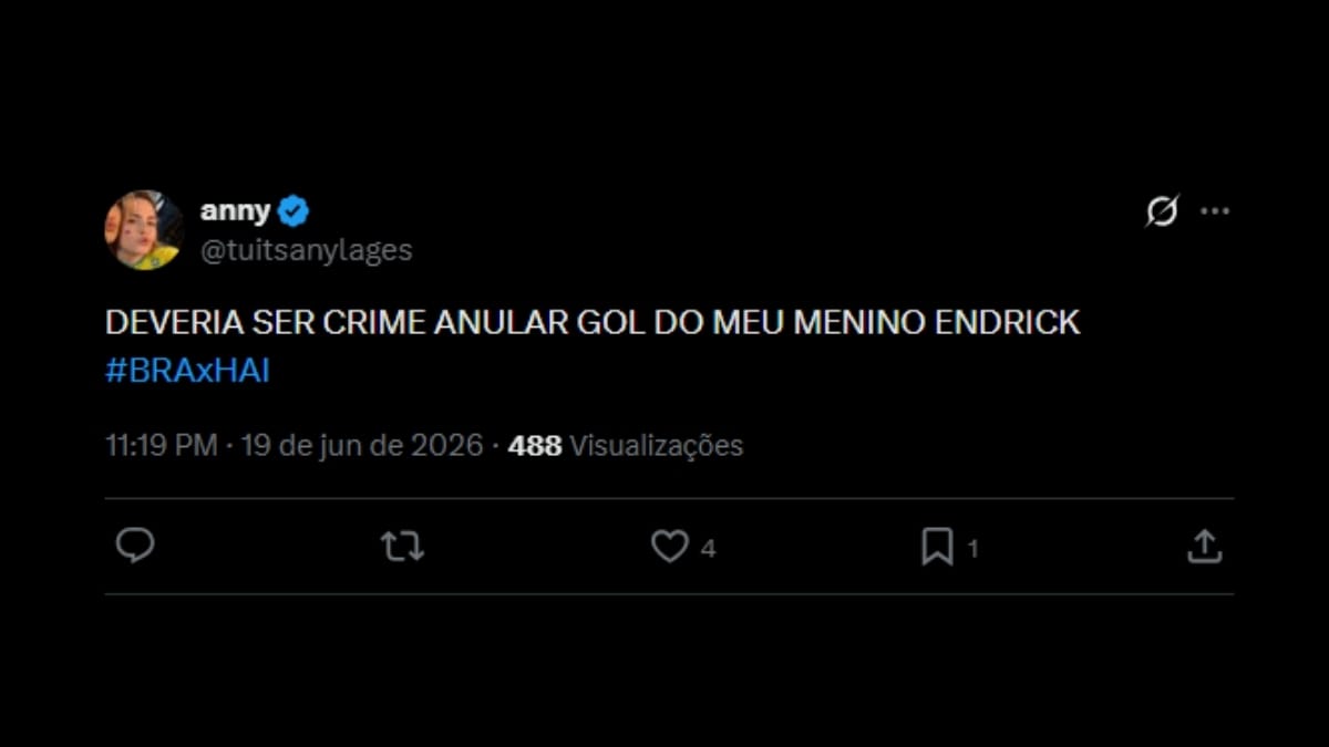 Comentário de usuário de rede social sobre o jogo entre Brasil e Haiti