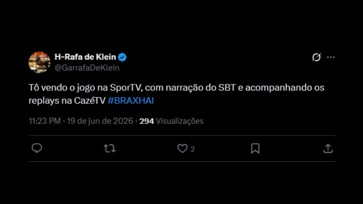 Comentário de usuário de rede social sobre o jogo entre Brasil e Haiti