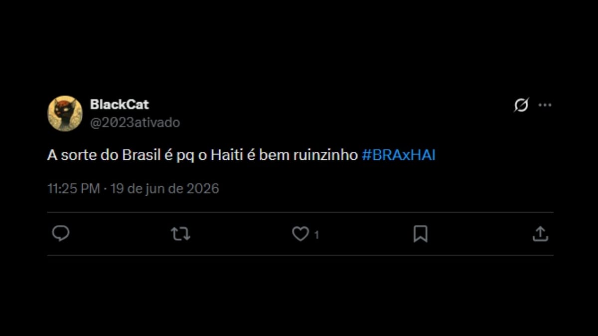 Comentário de usuário de rede social sobre o jogo entre Brasil e Haiti