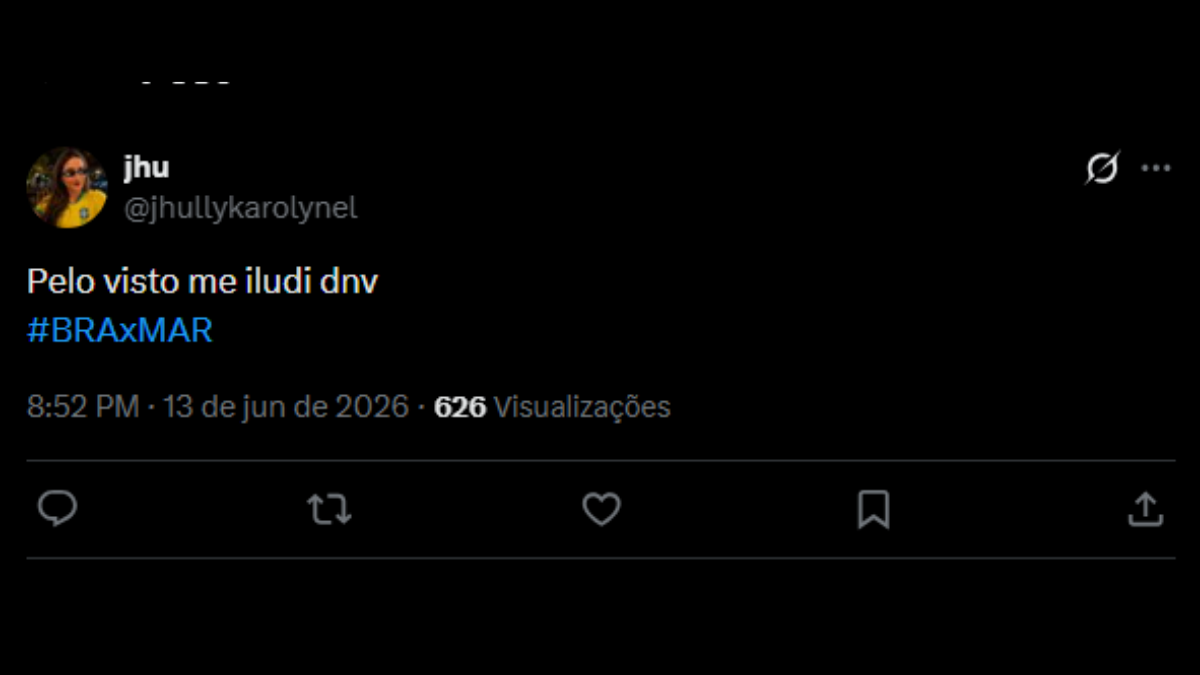 Comentário de usuário de rede social sobre a estreia do Brasil na Copa