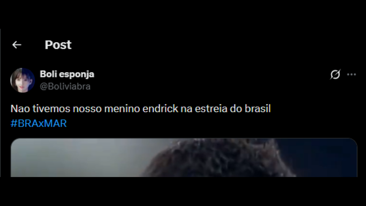 Comentário de usuário de rede social sobre a estreia do Brasil na Copa