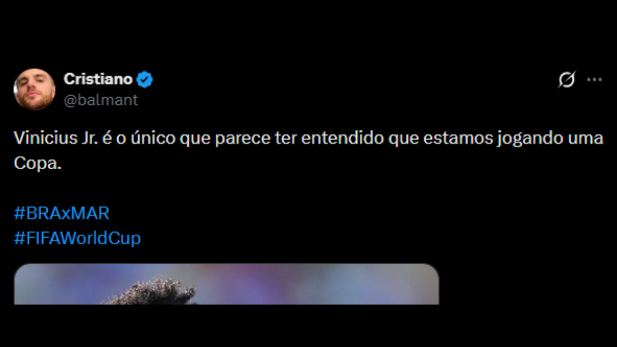 Comentário de usuário de rede social sobre a estreia do Brasil na Copa