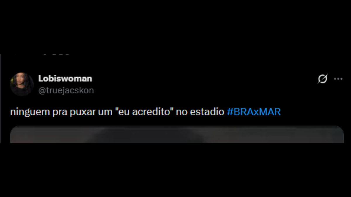 Comentário de usuário de rede social sobre a estreia do Brasil na Copa