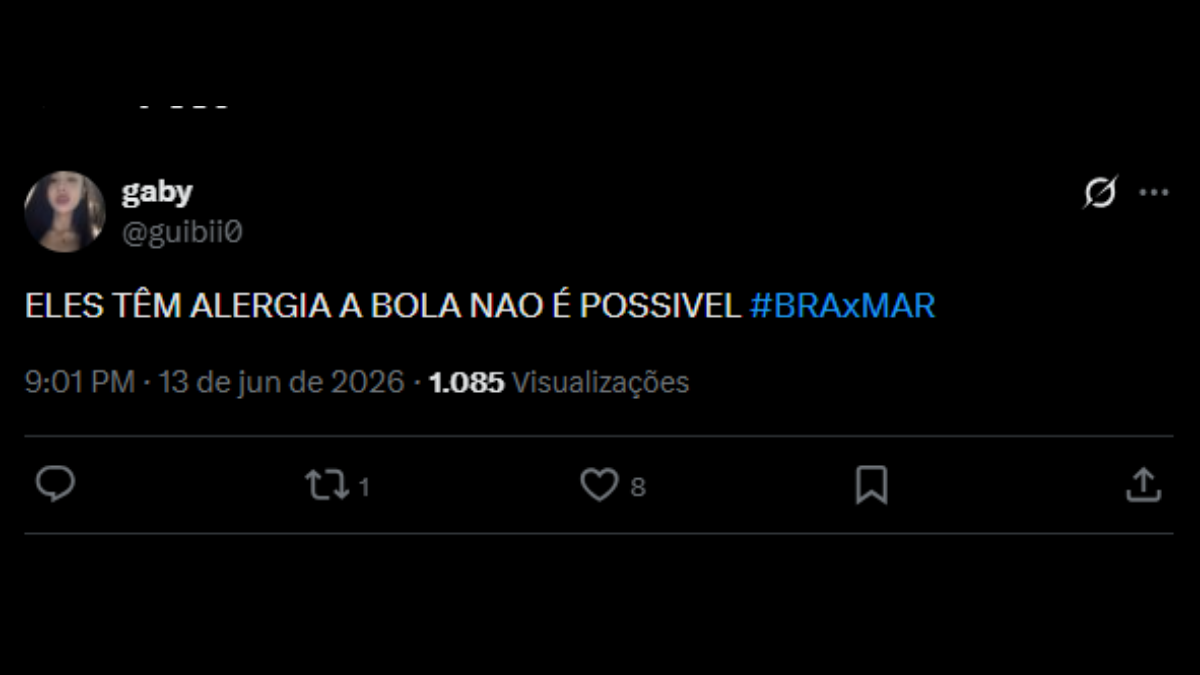 Comentário de usuário de rede social sobre a estreia do Brasil na Copa