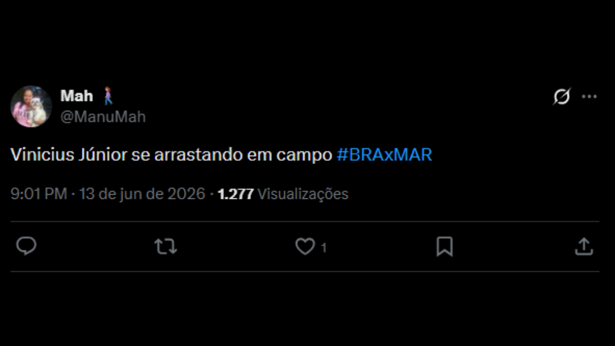 Comentário de usuário de rede social sobre a estreia do Brasil na Copa