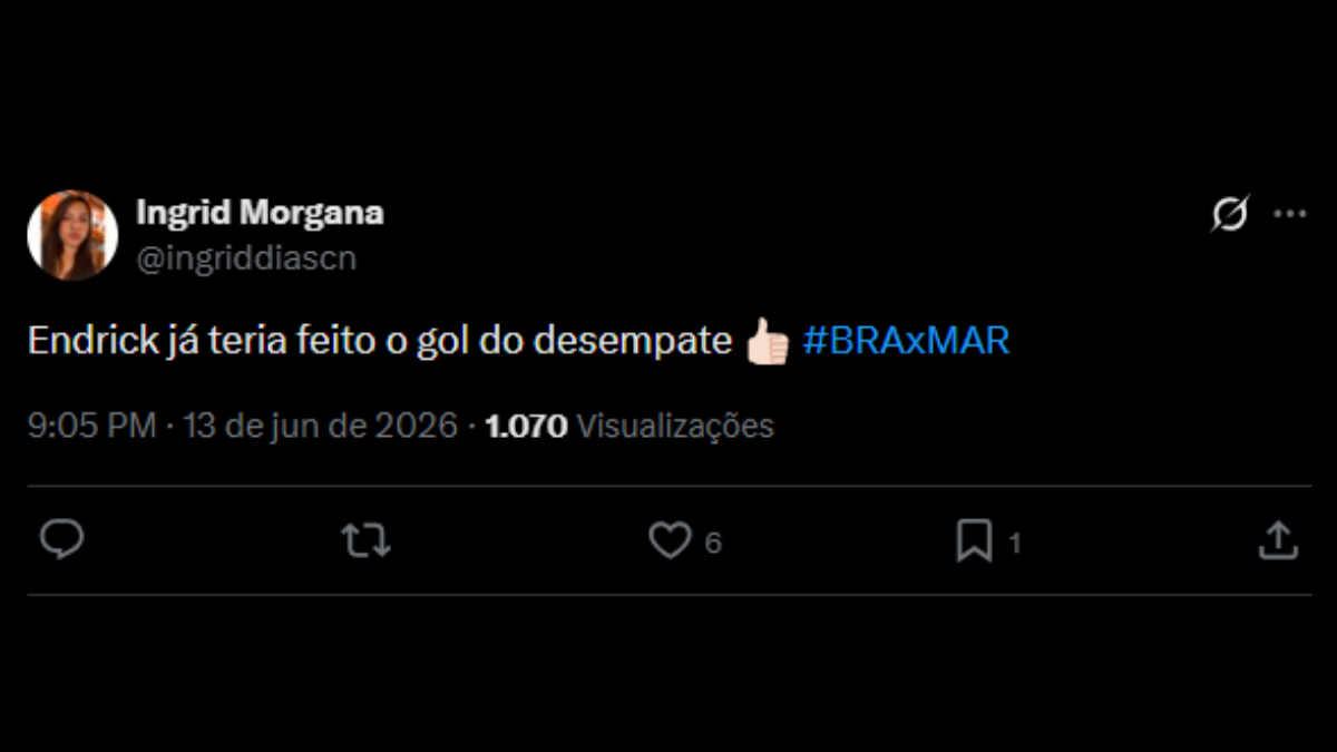 Comentário de usuário de rede social sobre a estreia do Brasil na Copa