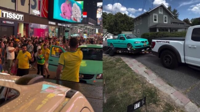 Brasileiros coma Saveiro em na Times Square