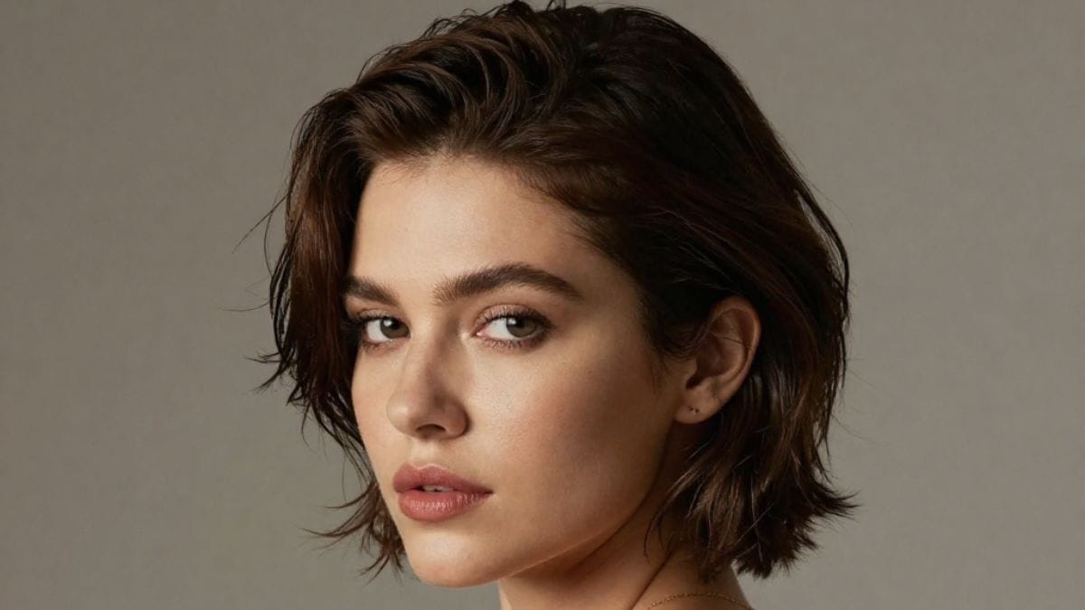 Modelo com cabelo curto