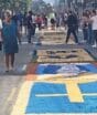 Fiéis de Praia Grande decoram ruas do Boqueirão com tapetes de Corpus Christi; veja fotos