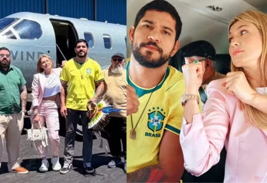 Lívia embarcou ao lado de Poatan e de integrantes da equipe do atleta para acompanhar de perto a reta final da preparação para uma luta histórica