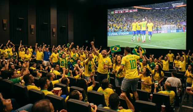Jogo da seleção no cinema, em Santos