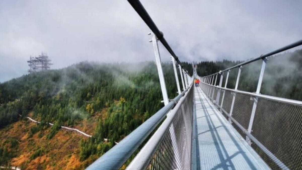 Vista aérea da maior ponte suspensa do mundo