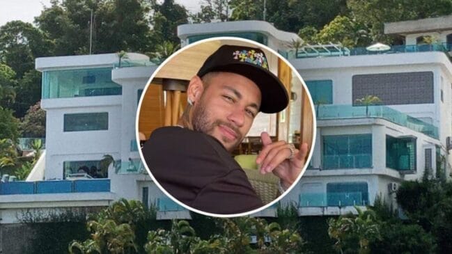 Vista da residência de alto padrão com montagem do Neymar