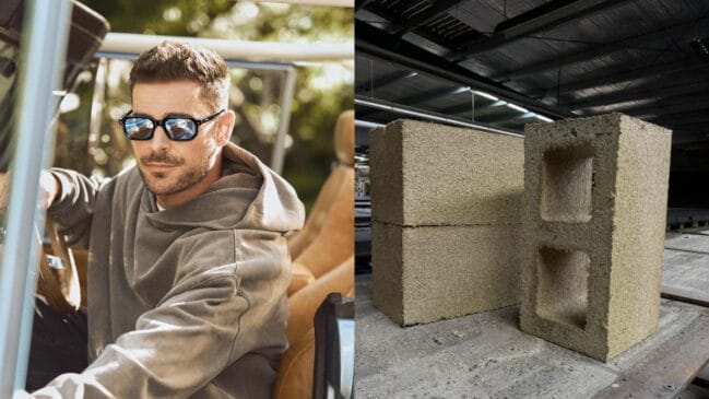 Tijolo de ostras? Mansão de Zac Efron troca concreto por conchas trituradas