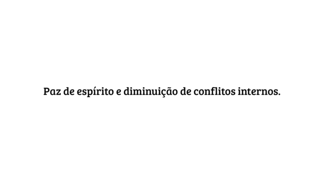 Frase em fundo branco: "Paz de espírito e diminuição de conflitos internos", destacando conceitos de inteligência emocional e saúde mental.