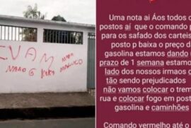 'O Comando pede para os safados dos cartéis de postos baixarem o preço da gasolina', inicia a mensagem