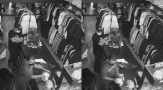 Câmeras de monitoramento do local registraram o furto a uma loja em um shopping de Santos