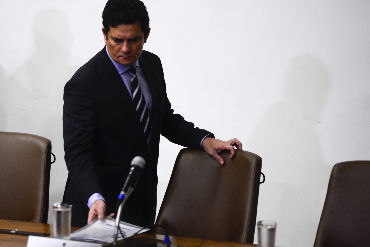 O ministro da Justiça e Segurança Pública, Sergio Moro, fala à imprensa