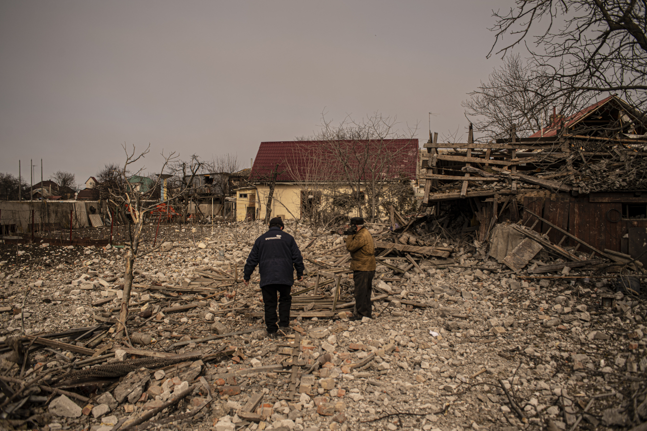 Destruição causada pelos ataques russos em Baryshivka, cidade localizada à 70 km ao norte de Kiev, na Ucrânia
