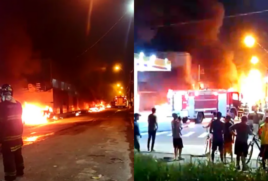 Incêndio destrói carros e fogo se alastra por bueiros em via de Praia Grande; veja vídeoSem título