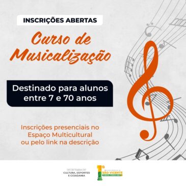 20 vagas para o 'Curso de Musicalização', em São Vicente