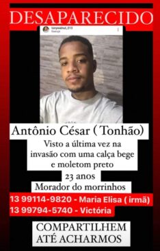 Jovem desaparece após deixar festa em Guarujá