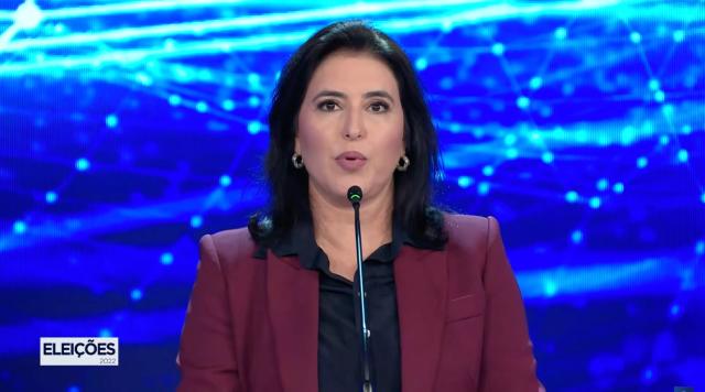 Simone Tebet (MDB) teve o melhor desempenho no segundo bloco do debate deste domingo