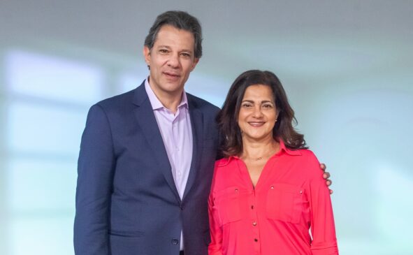 Fernando Haddad e Lúcia a França, candidatos a governador e a vice de SP