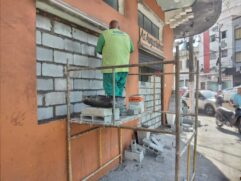 Imóvel é emparedado no Centro de Santos por questões de segurança