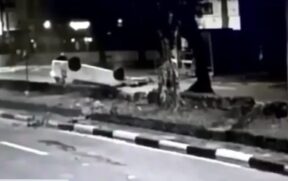 Homem se envolve em acidente de trânsito em avenida de Guarujá e acaba preso; vídeo
