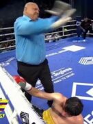 Luis Quiñones durante luta contra José Muñoz
