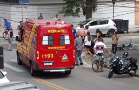 Morador registra acidente recente no cruzamento, com a presença dos bombeiros