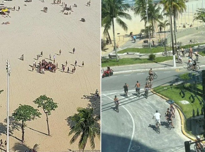 Criminosos fazem arrastão em praia e deixam moradores assustados em São Vicente