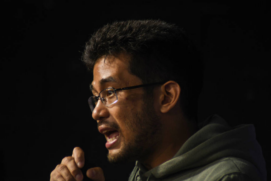 O deputado federal Kim Kataguiri, durante congresso do MBL, em novembro