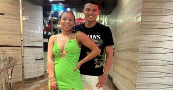 O zagueiro Thiago Silva com a esposa