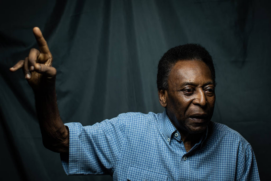 Pelé durante entrevista em 2018, em Santos, no museu que leva seu nome