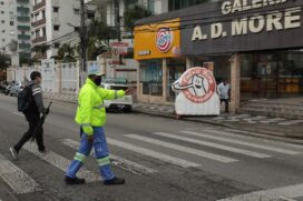 Campanha na orla de Santos