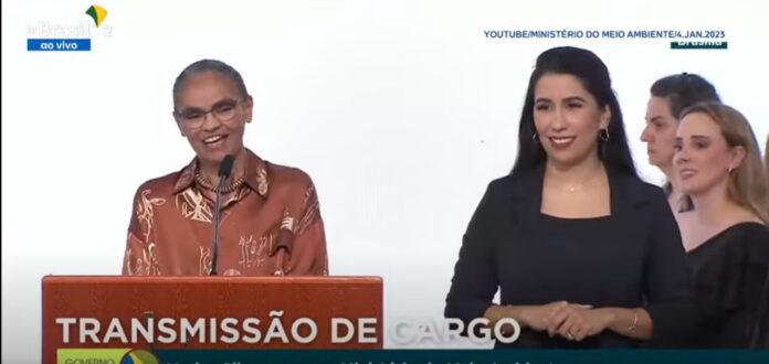 Marina Silva, durante posse no Ministério do Meio Ambiente e Mudança Climática