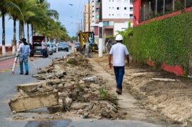 As ações contemplam toda a extensão da praia de Mongaguá