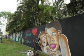 Mural com 150 metros de comprimento homenageia as comunidades Vila Telma e Última Ponte